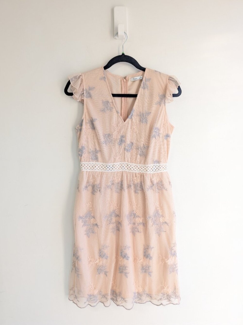 Dex Embroidered Sheer Ruffle Sleeve Mini Dress - Picture 3 of 12